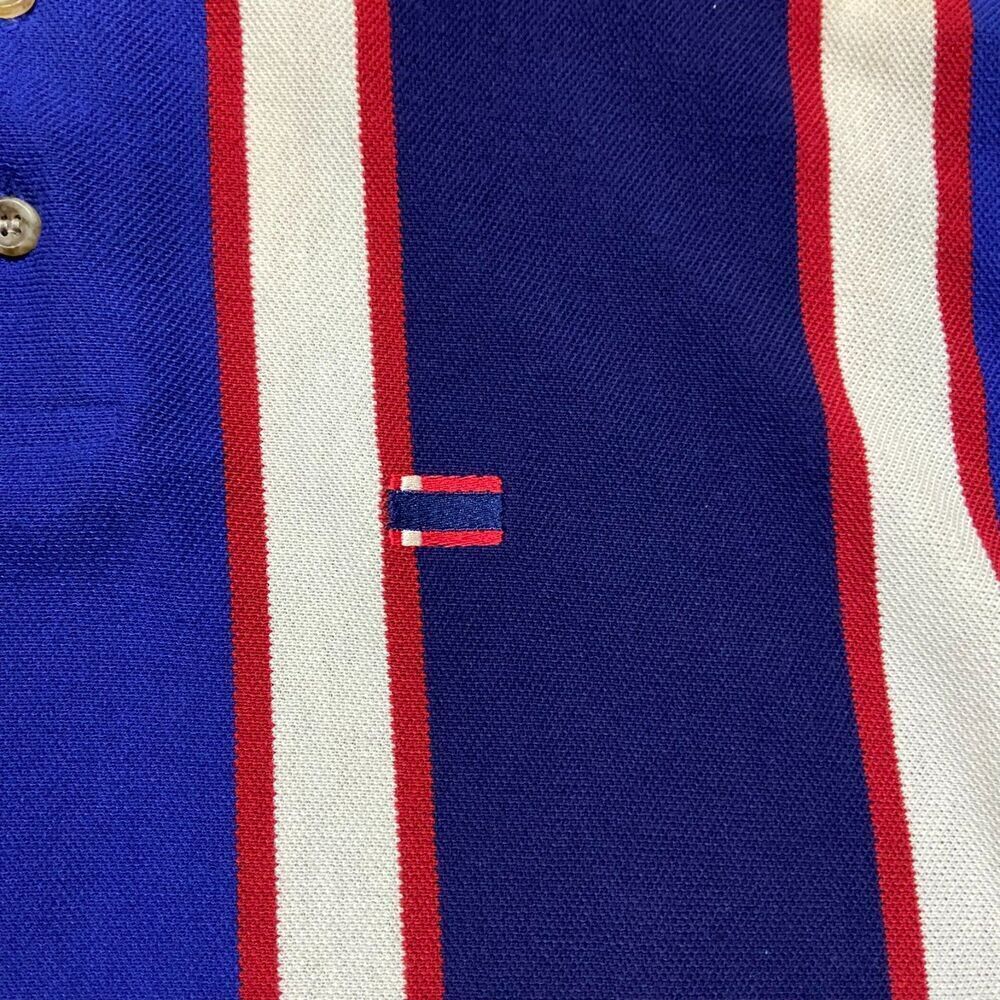 Bugle Boy Vintage 90s Blue White Red USA Striped Polo Shirt Men's Size Large - Picture 4 of 9